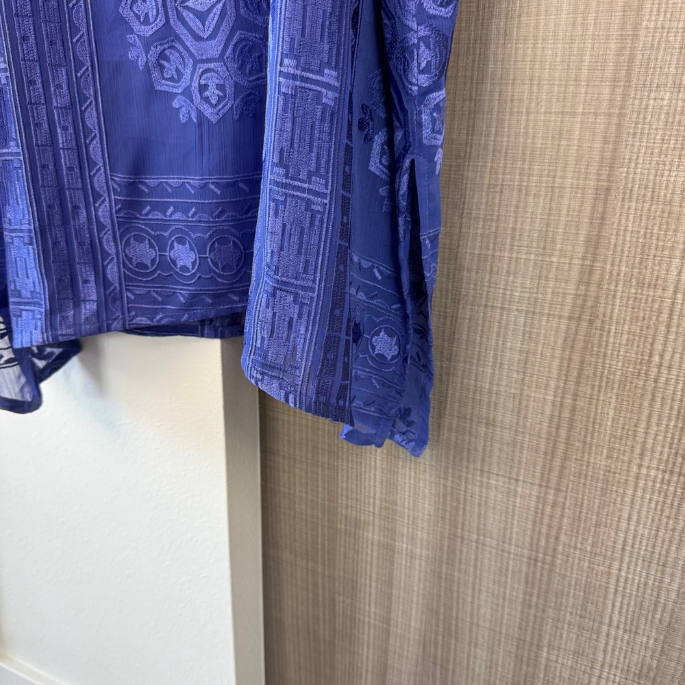 Anthropologie Floreat Embroidered Luna Slip Midi Dress Cornflower Blue Large - Picture 12 of 12